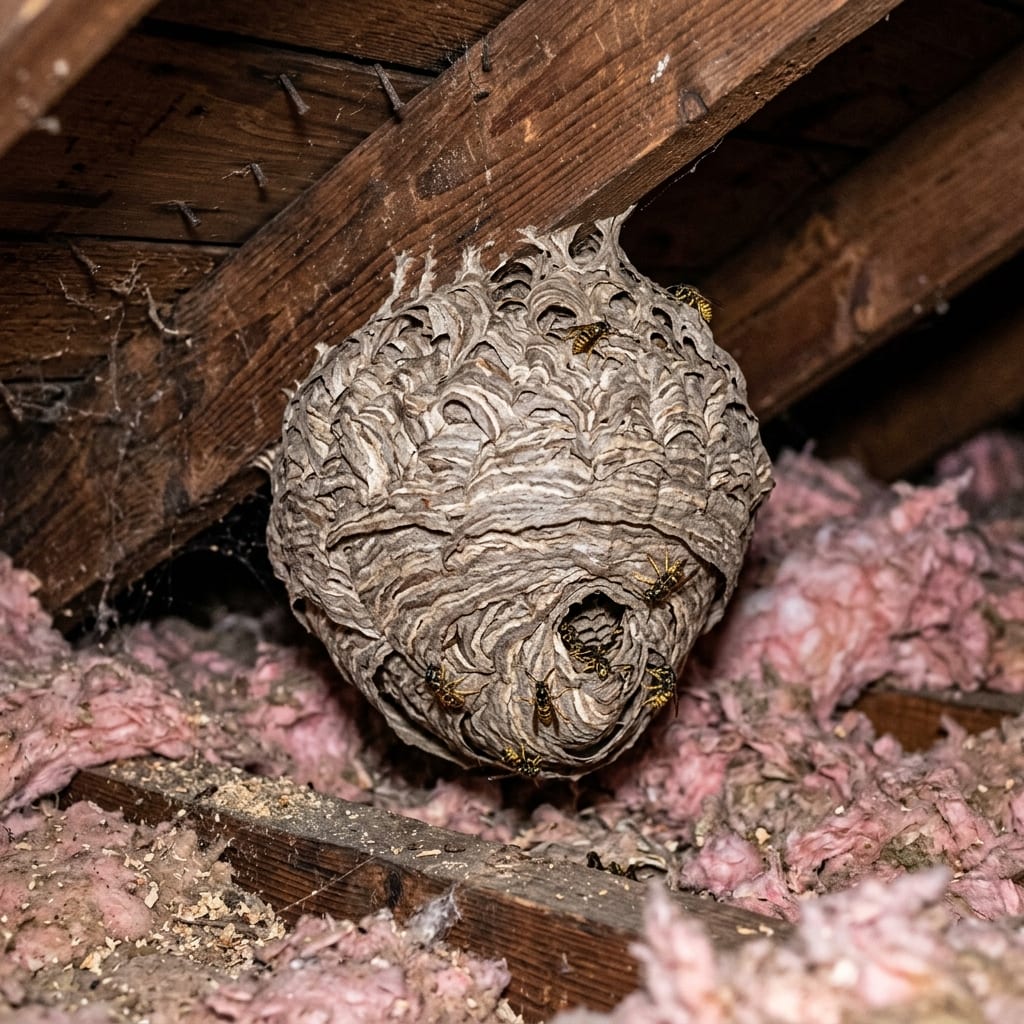 Active Wasp Nest in Roof Cavity